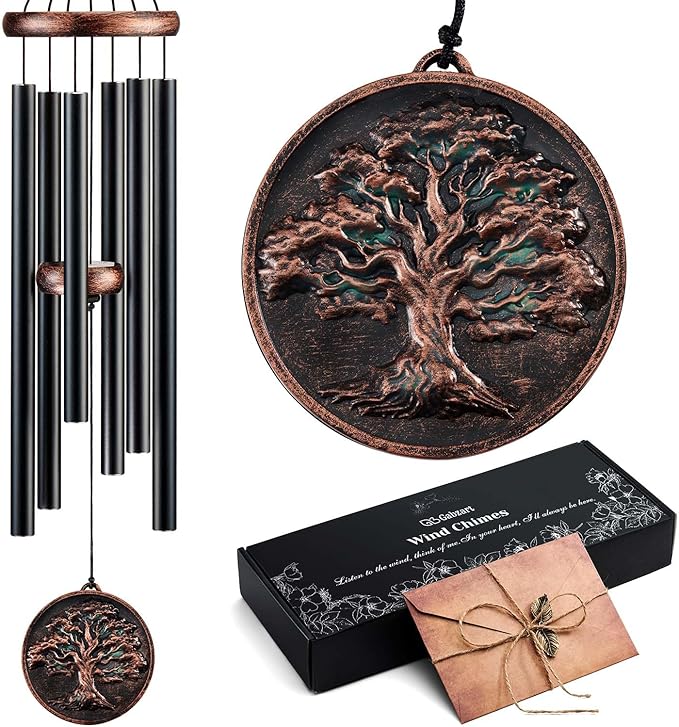 Wind Chimes for Outside, Vintage Tree of Life Deep Tone Wind Chime Outdoor Clearance, Memorial/Festivals/Birthday Gift for Mom Dad Women Grandma, Garden Porch Patio Decor (34" Tree of Life)