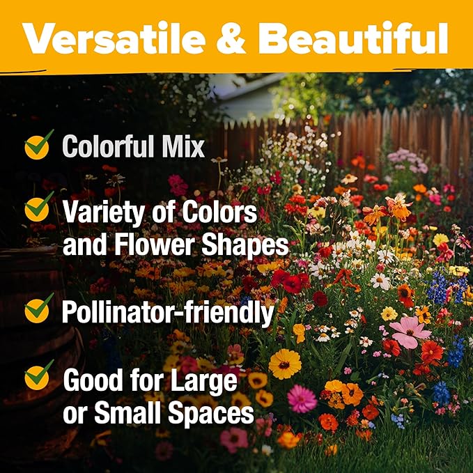 HOME GROWN Premium Wildflower Seeds Bulk Mix (2oz) - 59,300+ Seeds with 19 Varieties for Pollinators - Wild Flower Seed for Bees, Butterflies - Perennial & Annual Throw and Grow Seed Mix
