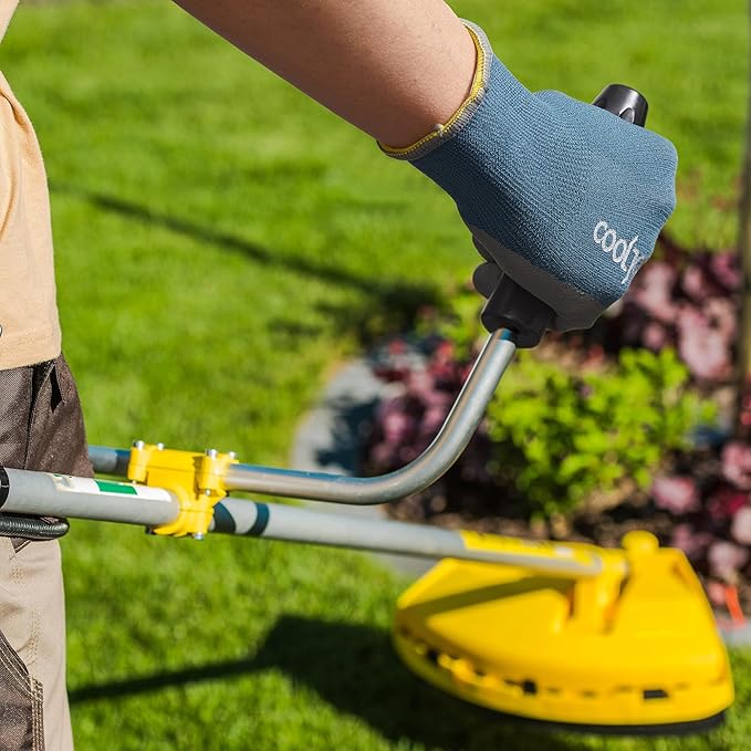 COOLJOB Micro-Foam Nitrile Safety Work Garden Gloves with Touchscreen Fingers, 6 Pairs Lightweight Working Gloves for Men’s Sweaty Hands, Non-slip Coated Grip Fits Most Tasks, Large, Blue & Black