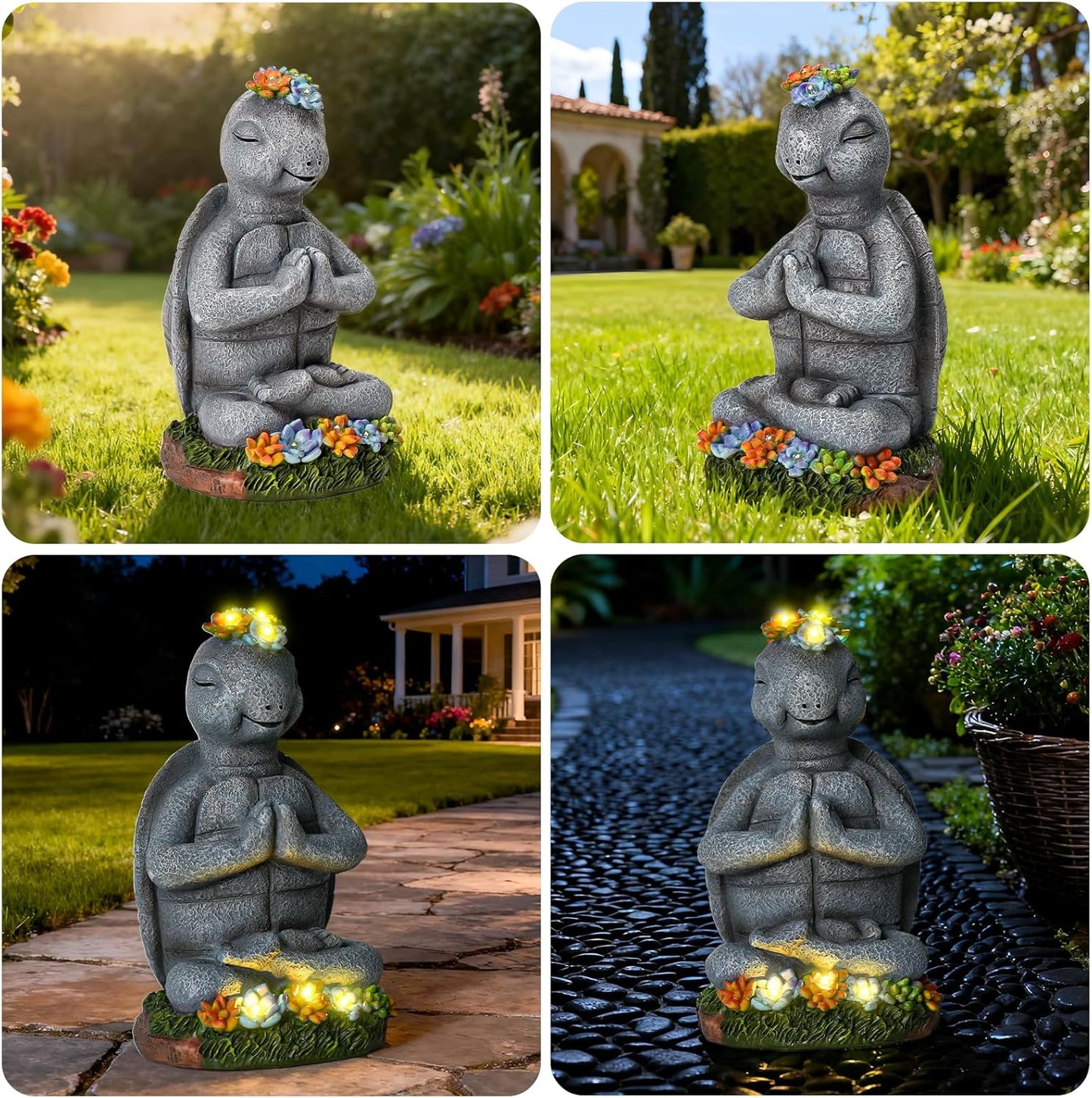 Solar Turtle Decor Garden Turtle Figurines with LED Light Birthday Gifts for Women Turtle Outdoor Decor for Patio Yard Garden Home Decor