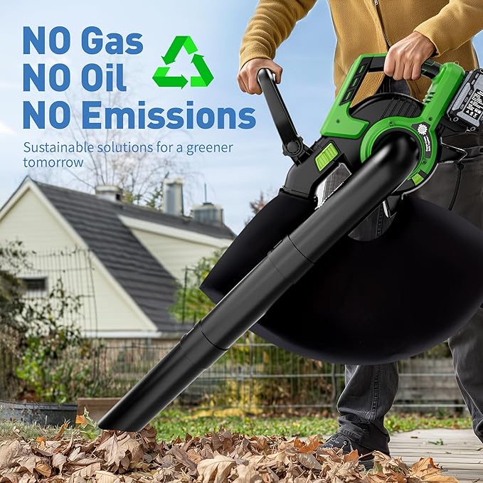 Leaf Blower, 20V Cordless Electric Blower, Leaf Vacuum and Mulcher, with 2 * 4.0Ah Batteries and 1 Fast Charger, Lightweight Leaf Blower for Patio Cleaning, Lawn Care, Blowing Fallen Leaves