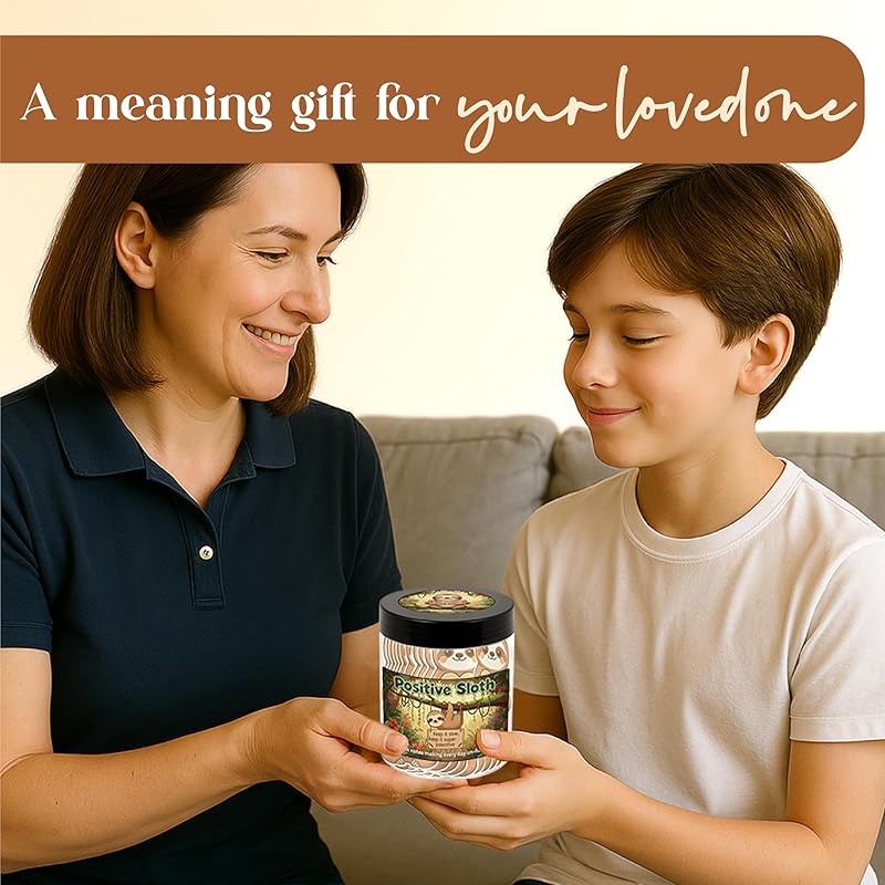 Positive Sloth Jar With 60 Affirmation Cards โ Sloth Gifts For Women, Emotional Support Sloth For Stress Relief, Sloth Birthday Decorations, Graduation Sloth Teacher Gifts