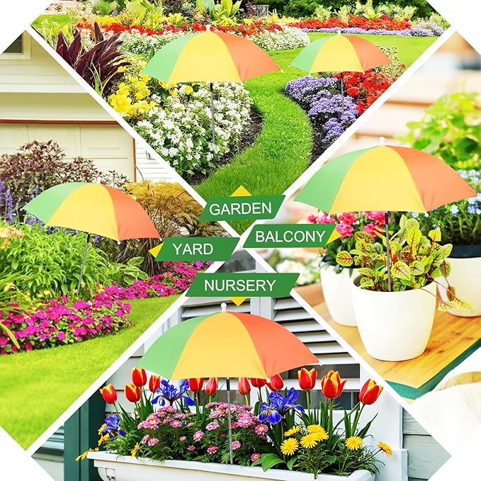 Plant Umbrellas for Outdoor Plants, 4 Pack Plant Shade Umbrella with Adjustable Height, Sun Protection Shade Cloth for Potted Plants, Flowers & Garden Beds, Patio Balcony Lawn