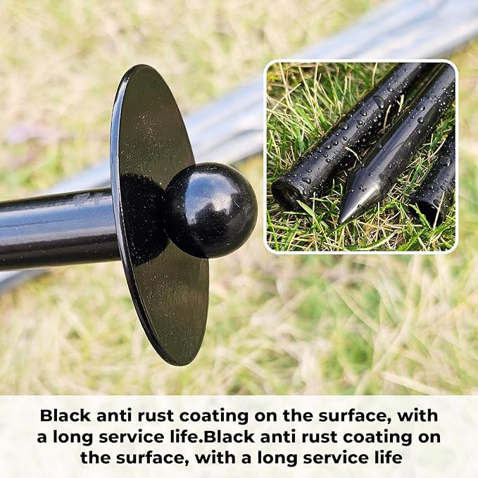 72 Inch Garden Stake Netting Support, Black Heavy Duty Powder Coated Steel Frame for Garden Fencing, Plant & Crop Protection from Wildlife (12 Sets)