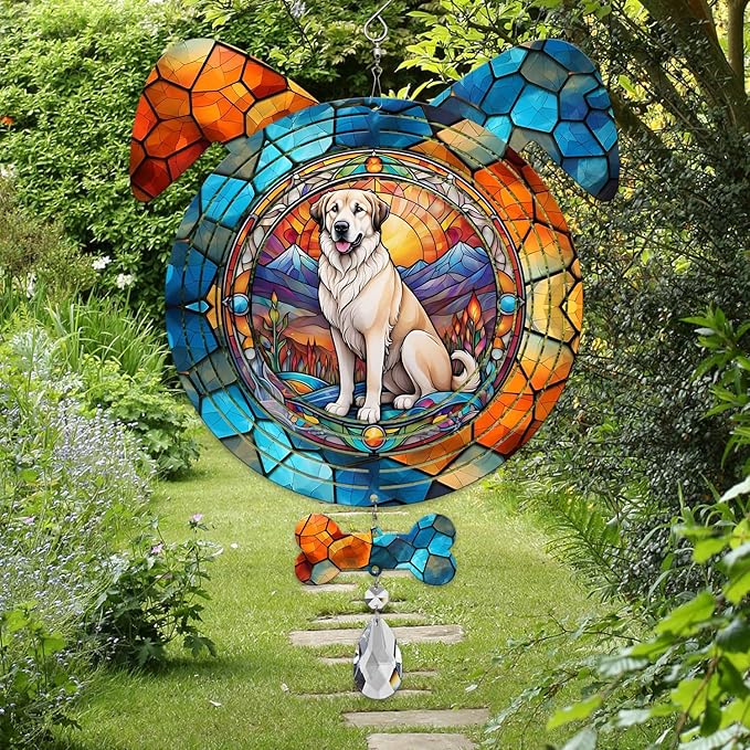 Anatolian Shepherd Dog Ears Wind Spinner, Anatolian Shepherd Wind Spinner Hanging for Yard and Garden
