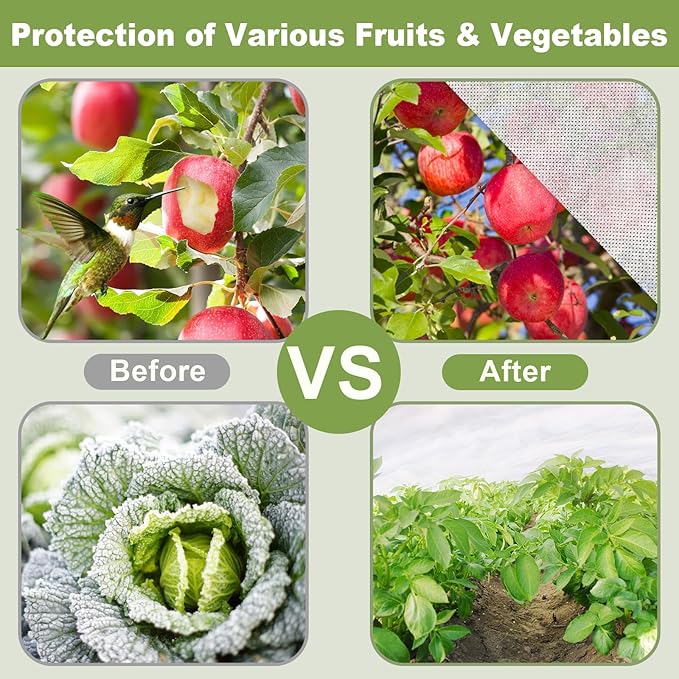 Winter Cloth Plant Protection Covers 10 FT x 20 FT Reusable Cold Weather White Plant Covers Outdoor - Outdoor Frost Cloth for Seasonal Delay