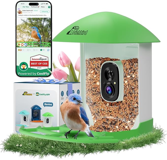 Bird Feeder with Camera, Smart Bird House with Cam for Outside, 2K HD Auto Record Video, AI Identification & Instant Alerts, Solar Powered, Bird Watching Gifts for Family and Birdlovers