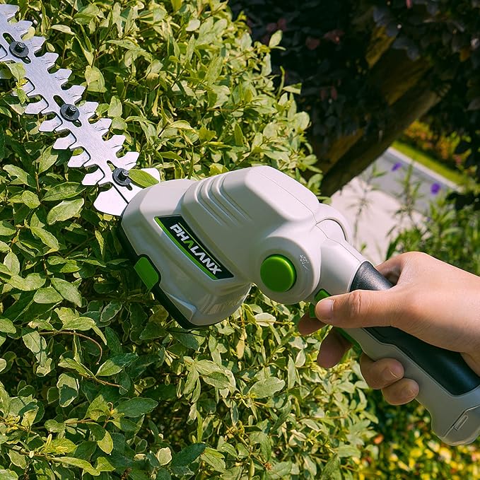 PHALANX Cordless Grass Shears 2-in-1 Handheld Hedge Trimmer,7.2V Electric Grass Trimmer Turnable Handle, Rechargeable Lithium-Ion Battery and Charger Included for Lawn/Garden
