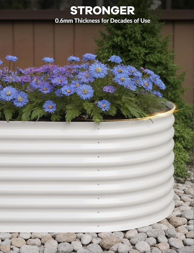 2 Pcs Raised Garden Beds Outdoor 8x4x2 ft - Galvanized Steel Planter Box for Vegetables, Flowers, Rust-Resistant Garden Box, Easy Assembly Raised Beds, Durable Planters for Outdoor Plants, Beige