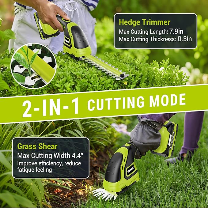 EWORK Cordless Leaf Blower and Hedge Trimmer Combo with 2 x 3.0Ah Batteries, Fast Charger, Electric Leaf Blowers for Lawn Care, 2-in-1 Electric Shrub/Bush Trimmer & Grass Shears