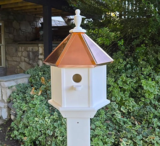 Amish Handmade Birdhouse with Copper Roof, Bird Watching (Copper Roof, 2 Compartments)