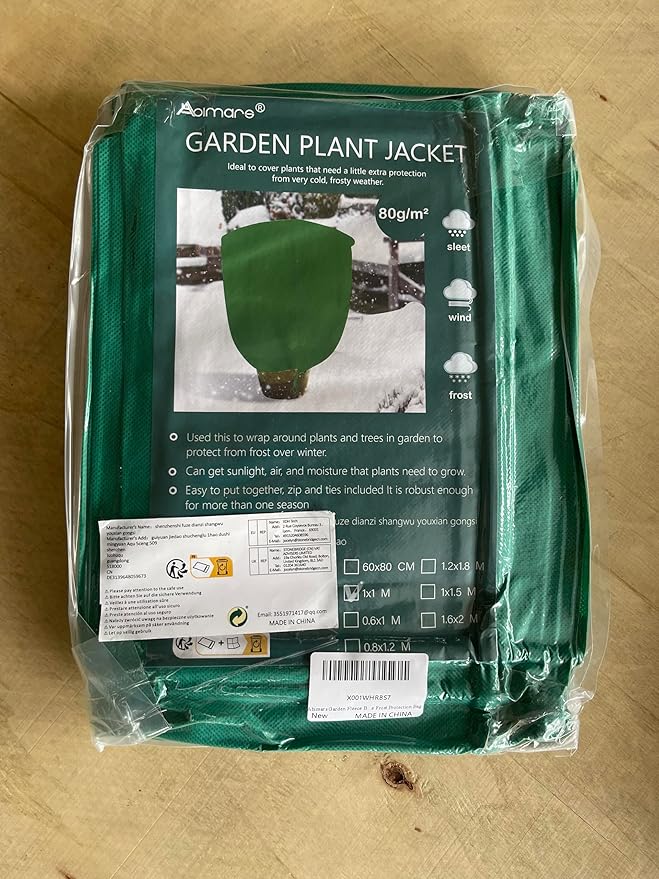 Abimars Thicker Plant Covers Freeze Protection Jacket 2.36 oz/yd², 3.2'x3.2' Reusable Winter Plant Covers with Drawstring & Zipper, 2 Pack Light, Porous Fabric for Plant Breathing