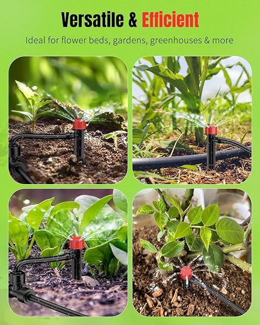 Pawfly 100 Pcs Drip Irrigation Emitters, Drip Emitters with Adjustable 360 Degree Water Flow, Garden Drippers for Plants Watering System, Sprinkler Heads for 1/4" Drip Irrigation Tubing