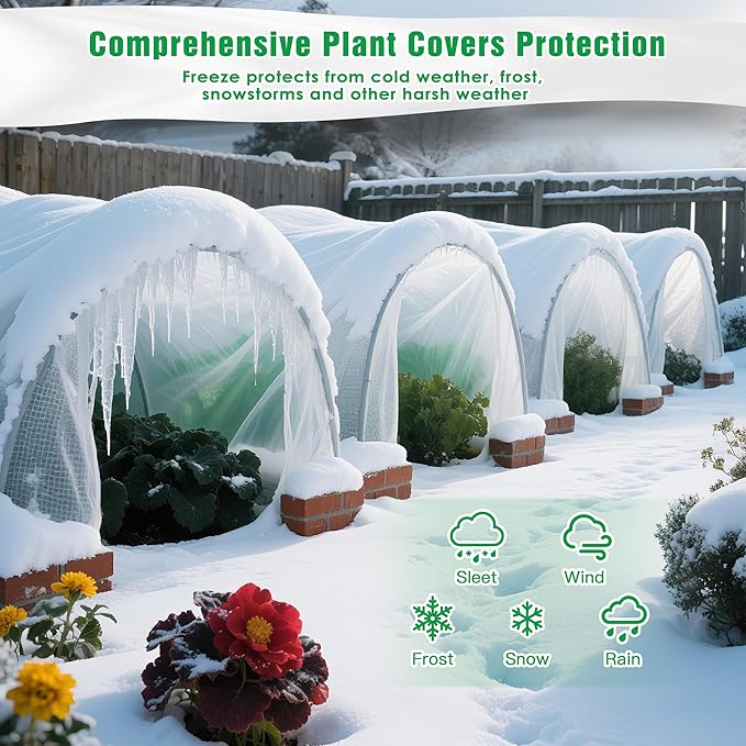 10 FT x 66 FT Plant Covers for Frost & Sun Protection, Thick 1.2 oz/yd² Frost Cloths Blankets to Extreme Low -4 °F Temperatures, Reusable Floating Row Covers for Outdoor Garden Vegetables Seedlings