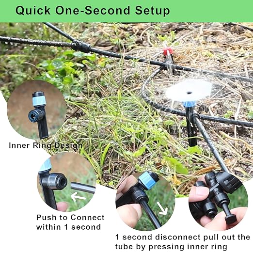 Drip Irrigation System Kit โ 2025 New Quick-Connect Garden Watering System with 46FT 1/2'' Tubing Automatic Watering & Misting System for Greenhouses,Yards,Lawns,Gardens, Raised Beds