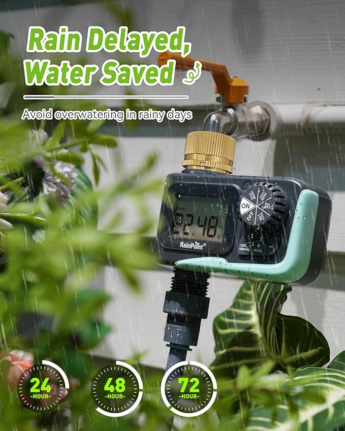RAINPOINT Sprinkler Timer Outdoor, Water Timer for Garden Hose Faucet Timer, Programmable Watering Irrigation Timer with Rain Delay/Manual, V2, 2024 Release(Metal)