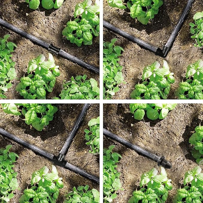 1/4 Inch Drip Irrigation Fittings Kit:140 Pieces Drip Irrigation Parts with Sharp End for 1/4" Irrigation Tubing Barbed Connectors for Home Garden 60 Couplings 50 Tees 20 Elbows 10 Goof Plugs