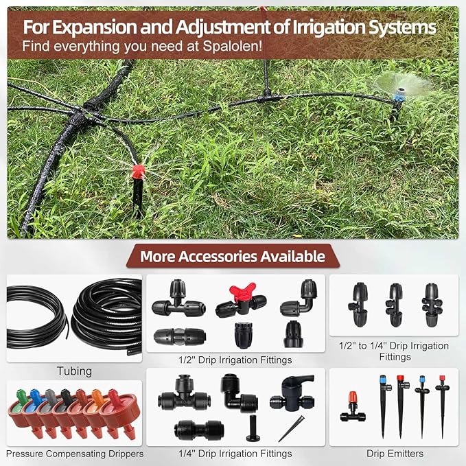60PCS 2 GPH Pressure Compensating Drip Irrigation Spot Watering Drippers/Emitters, Self-Cleaning Constant Flow Drip Irrigation Emitters Heads Irrigation Drippers Parts for Drip Irrigation System
