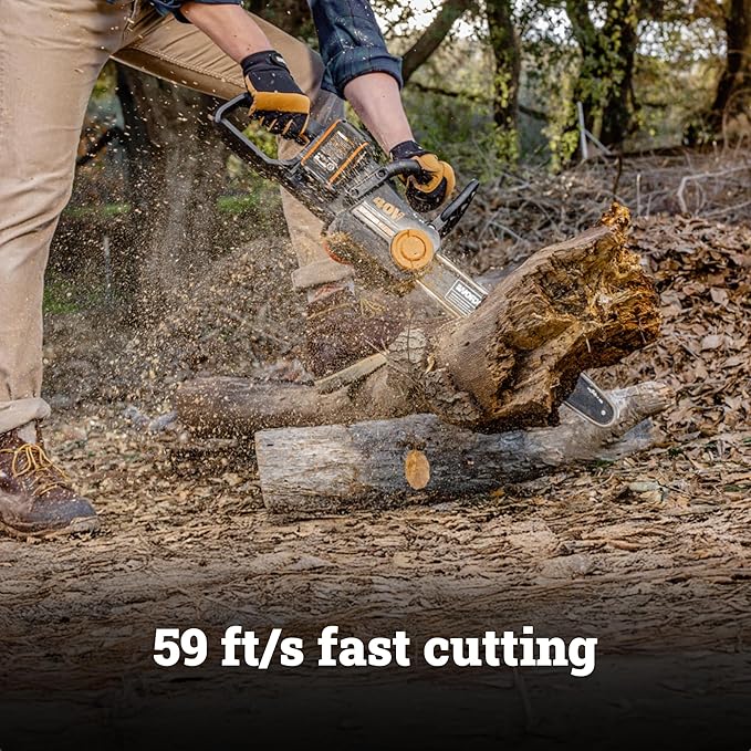 Worx Nitro 40V 16" Cordless Brushless Chainsaw 4.0 Ah Battery and Charger Included WG385