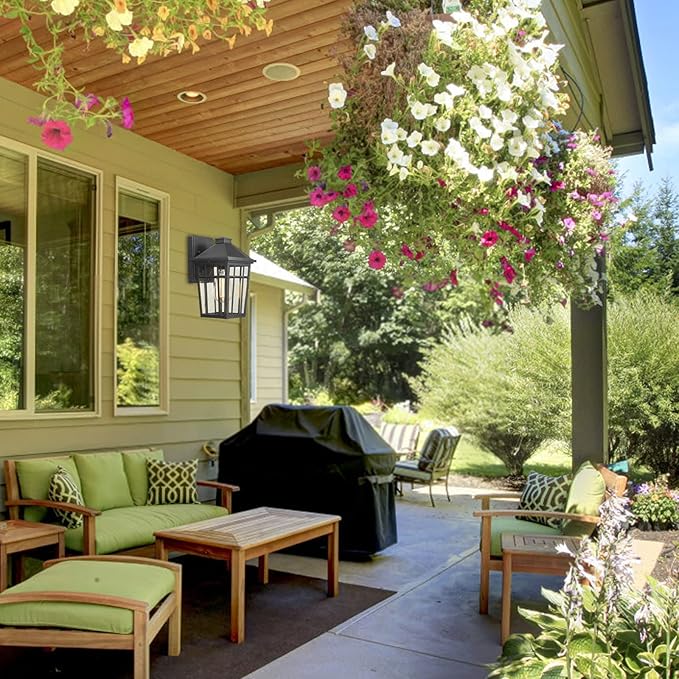 Darkaway Outdoor Sconce Lights Wall Light Fixtures, Front Porch Light Outdoor Wall Anti-Rust Waterproof Aluminum with Glass Exterior Light Fixture for Patio, Yard, Doorway, Garage(1 Pack, Black)