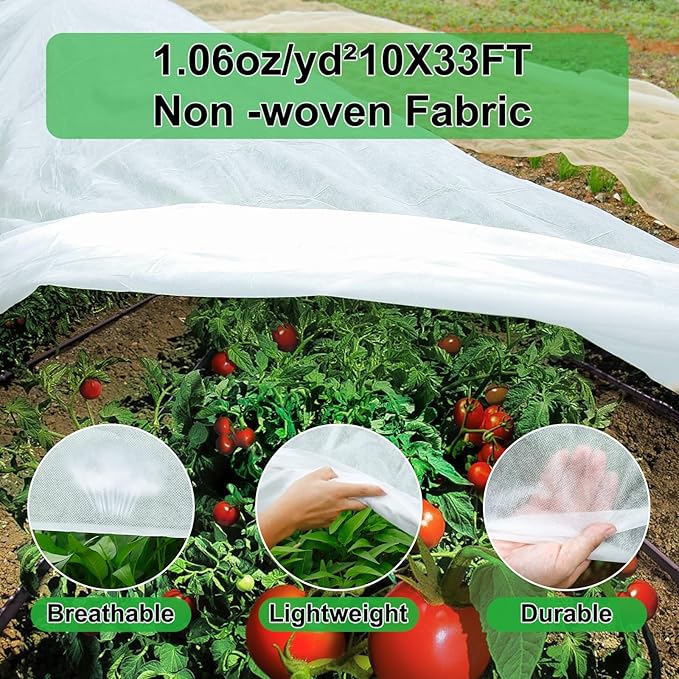 YDSL Plant Cover 10 Ft x 33 Ft Plant Covers Freeze Protection with Ultra Fine Mesh Reusable Floating Row Cover Netting for Plants Vegetables Flowers Fruits Frost Sun Protection 1.06oz/yd²