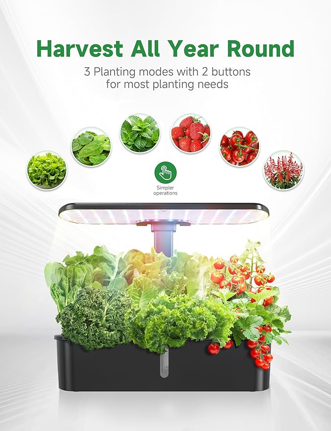 Hydroponics Growing System Kit 12 Pods,Indoor Herb Garden with Light,Kitchen Hydro Ponic Grow System, Countertop Hydro Garden,Smart Planting Kit Home,Plant Grower Inside Kit,Lettuce Grower