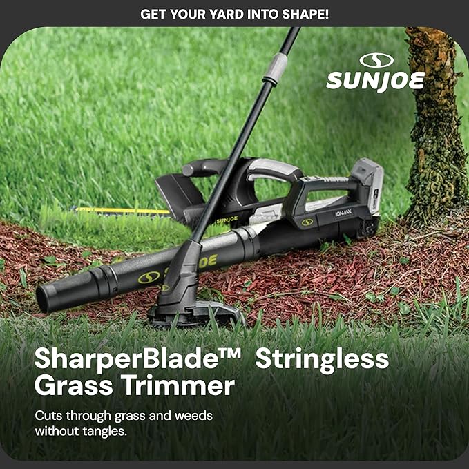 Sun Joe 24V IONMAX Cordless Leaf Blower, Grass and Hedge Trimmer Outdoor Garden Combo Power Tool Kit with Batteries and Charger, 24V-GT4MAX-LTE