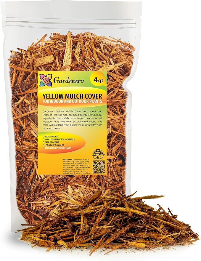Gardenera Yellow Mulch - Protect Your Plants with a Sustainable Ground Cover - 4 QUARTS