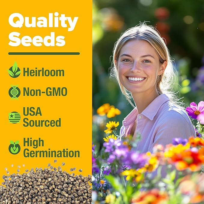 HOME GROWN π¨π¦π π£π₯ππ ππ¨π  Wildflower Seeds Mix - 49,100+ (2oz) Bulk Mix, 21 Varieties Wild Flower - Bee and Butterfly Garden Pack - Native Annual Flowers for Planting for Your Garden