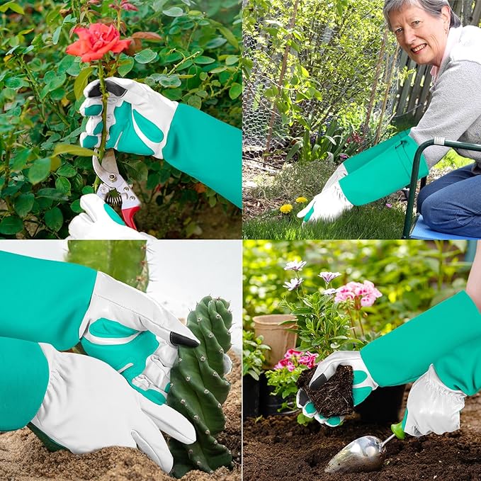 Long-Gardening-Gloves for Women/Men - Thorn Proof Rose Pruning Gloves Heavy Duty Gauntlet-L