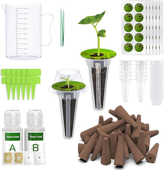 176 PCS Seed Pods Kit for Aerogarden, Grow Anything Kit for Indoor Garden Growing System, Hydroponics Supplies with Cup, 60 Grow Sponges, 60 Pod Labels, A&B Nutrient Plant Food, Basket Domes