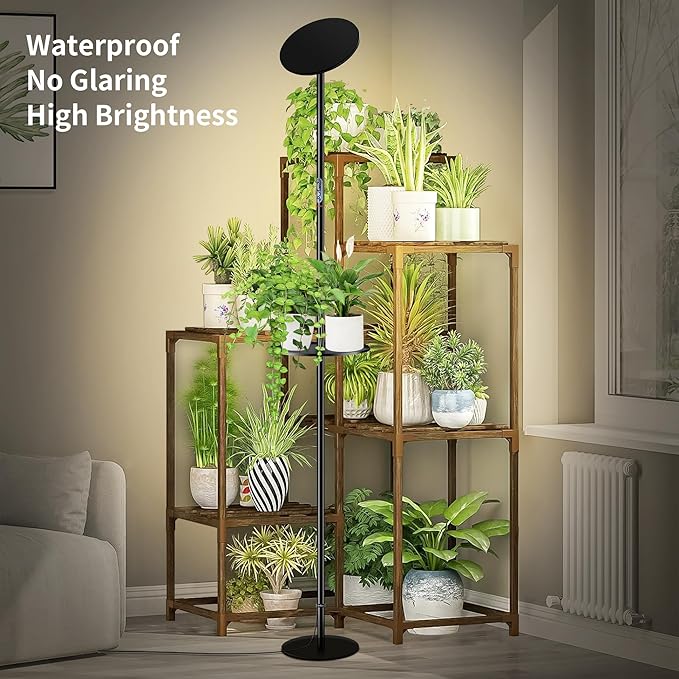 chiphy Grow Lights, Full Spectrum Plant Light for Indoor Plants, 4/8/12H Timer, 40W All Metal Floor Grow Lamp, 10 Dimmable Brightness, 69" Tall with Tray, Remote Control, Ideal for Large Tall Plants