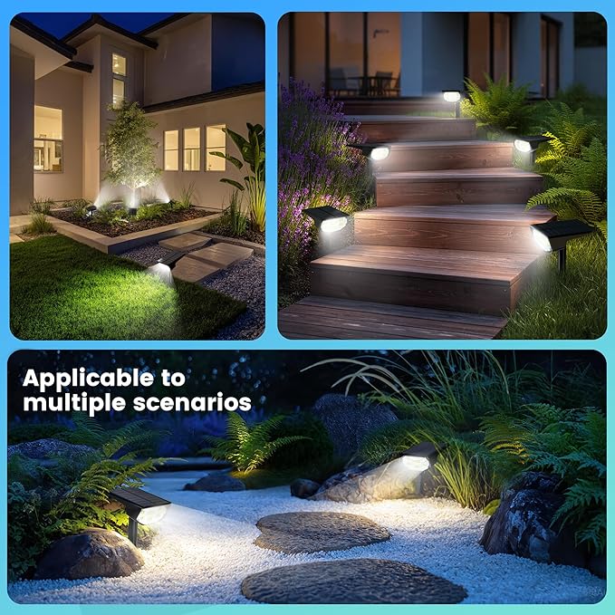 Solar Spot Lights Outdoor IP68 Waterproof, Ultra-Bright Performance,Simple Modes for Easier Operation, Auto On/Off,Solar Powered Landscape Lights for Garden, Yard, Pathway (Cool White, 6 Pack)