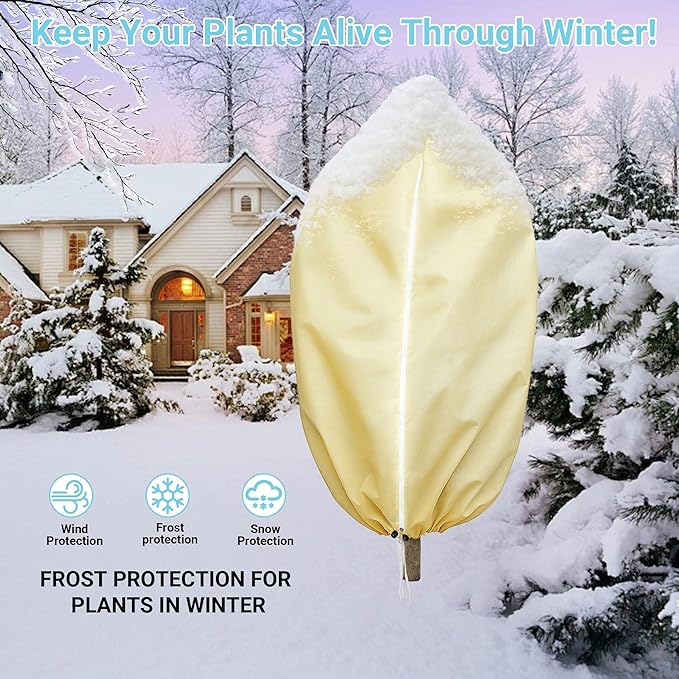 Plant Covers Freeze Protection 2 Pack 47.2”*70.8” with Zipper and Drawstring Frost Cloths for Outdoor Garden Plants Tree Potted Winter Cold Weather