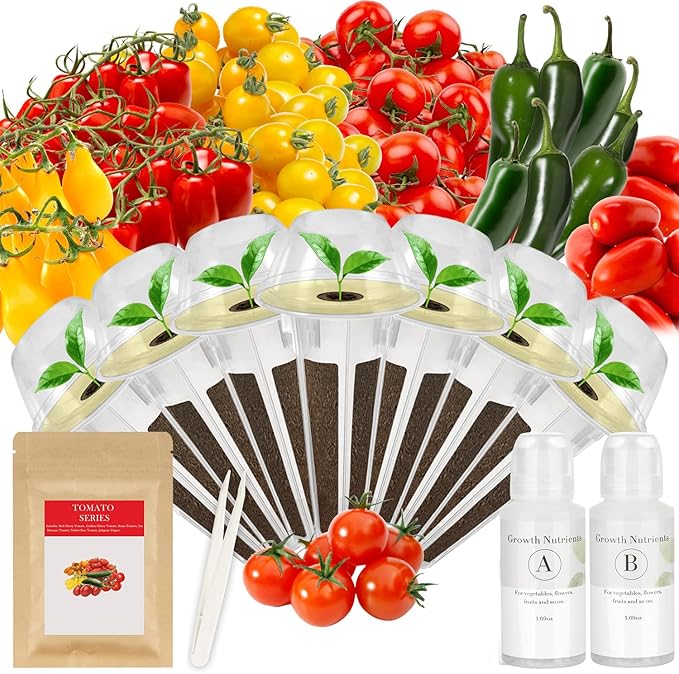 Heirloom Tomato Seed Pod Kit for AeroGarden, idoo, Ahopegarden, MUFGA with Red Heirloom/Golden Harvest Cherry Tomato, Roma/San Marzano/Yellow Pear Tomato - Hydroponics Supplies for Most Brand (7-pod)