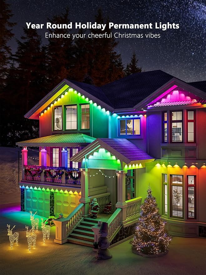 Brizled Essential Smart Permanent Lights, 150ft 90 LED RGB Permanent Outdoor Lights Work with Alexa & Google, APP Control Smart Christmas Light IP67 Waterproof Outdoor Eave Light for Xmas Halloween