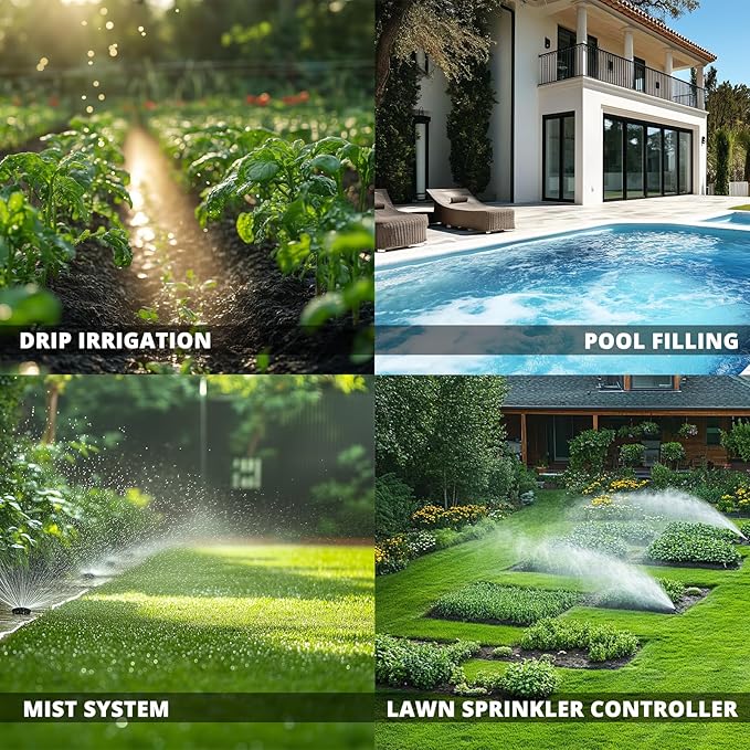 QUOBAS 3-Dial Analog Water Timer, Mechnical Control Automatic Sprinkler Timer with Manual and Rain Delay, for Garden Hose Watering, Drip Irrigation, Self-Watering System, Easy to Set Up