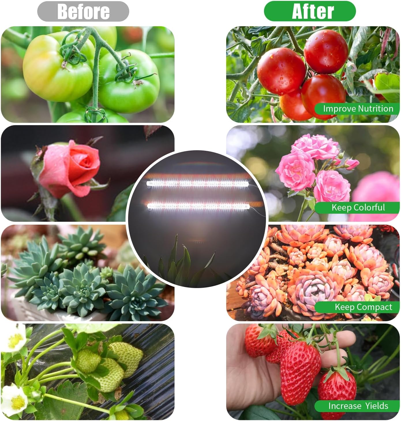 16‘’ LED Grow Light Strips for Indoor Plants,Full Spectrum 120 LEDs with 4 Install Methods, 6/12/16H Timer, 10 Dimmable Levels, 3 Switch Modes for Seedling Succulent Sunlike Strip (2 Head 1 Pack)