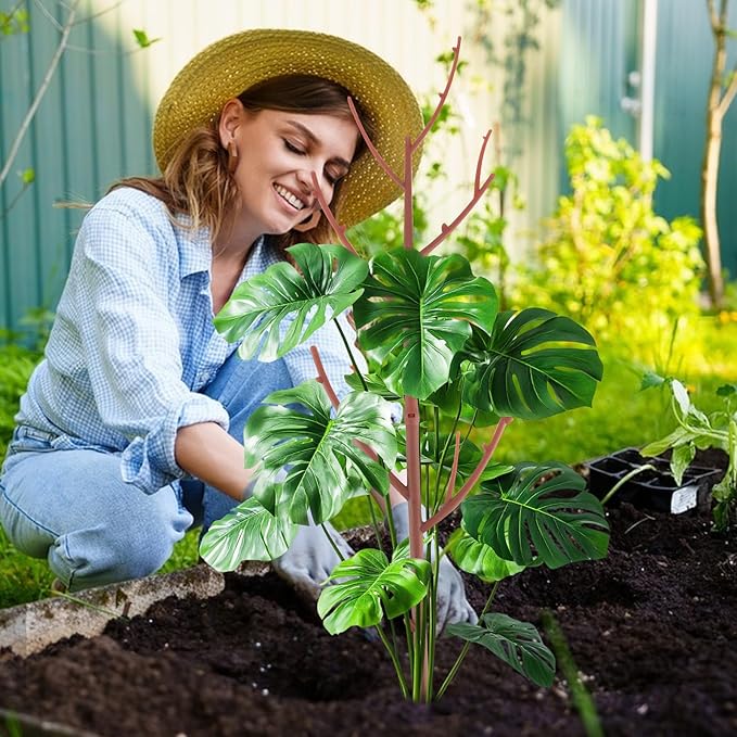 6 Pack Stackable Monstera Plant Support, Plant Stakes for Indoor and Outdoor Plants Use, Garden Stakes for Climbing and Potted Plants, Pothos, Philodendron, Brown