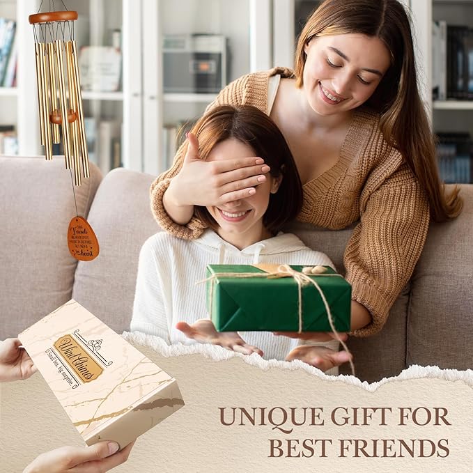 Aurahouse Best Friend Christmas Birthday Gifts for Women, Friendship Gifts for Women Friends Wind Chimes, Bestie Friendsgiving Gift for Best Friend Woman Men, Long Distance Friendship Gift