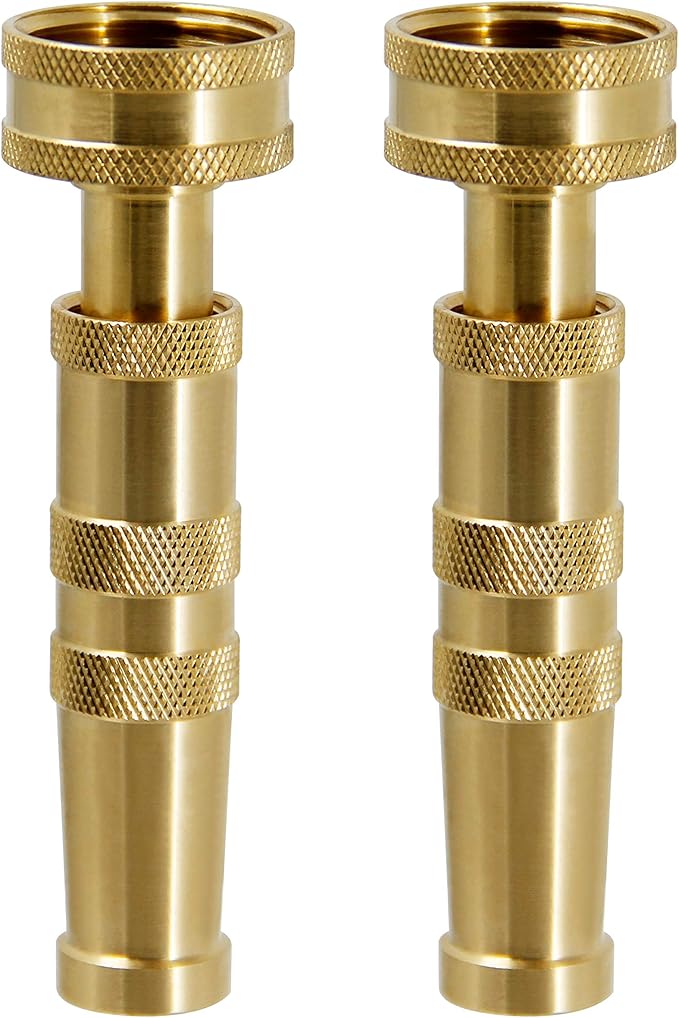 ATDAWN Brass Hose Nozzle, Heavy-Duty Brass Adjustable Twist Hose Nozzle, 2 Pack (4")