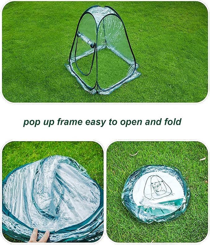 porayhut Pop Up Greenhouse Cover ,Pack of 2 Pcs,Flower House Mini Gardening Plant Flower Sunshine Room Room,Backyard PVC Greenhouse Cover for Cold Frost Protector Gardening Plants