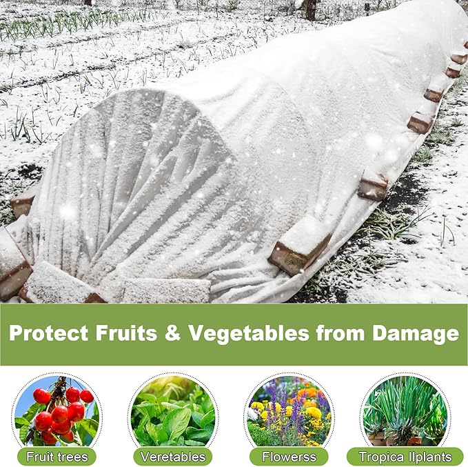 Winter Cloth Plant Protection Covers 10 FT x 20 FT Reusable Cold Weather White Plant Covers Outdoor - Outdoor Frost Cloth for Seasonal Delay