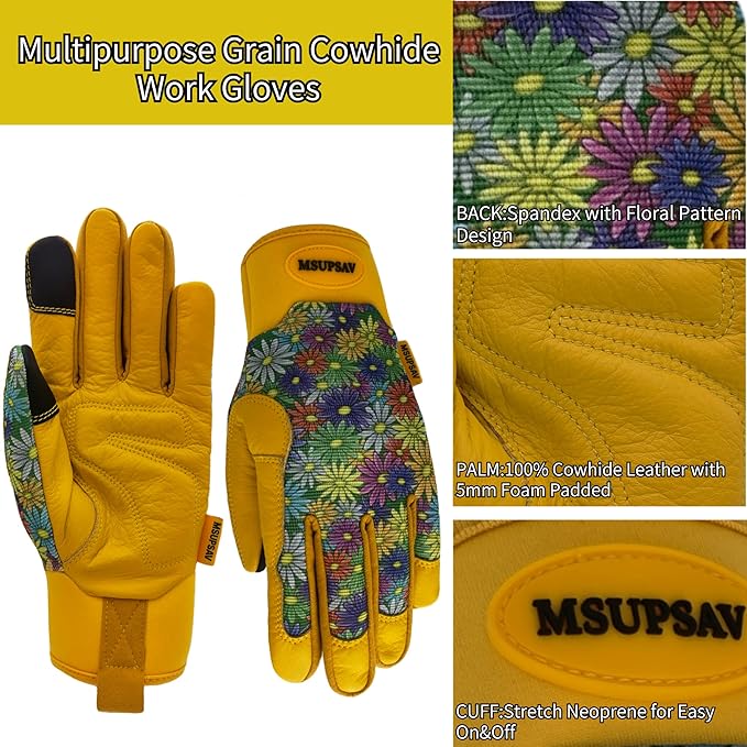 Thorn Proof&Puncture Resistant Gardening Gloves with Grip,Garden Gloves for Women, Leather Work Gloves,Gifts