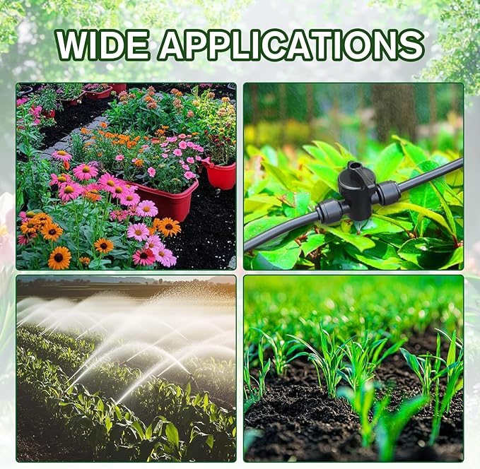 Kalolary 10PCS Quick Connect 1/4" Drip Irrigation Valve, Drip Irrigation Tee Connector for 1/4" Irrigation Tubing 3 Hoses Shut Off Coupling Valve Leak Free Connector Locking Fitting for Water System