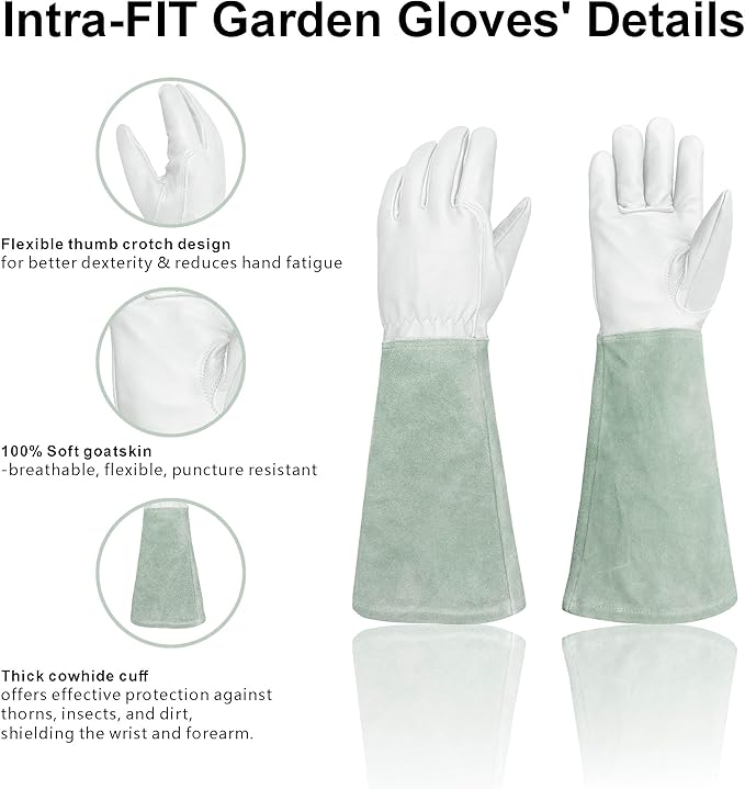 Rose Pruning Gloves Thorn Resistant, Embroidery Gardening Gloves with Extra Long Forearm Protection