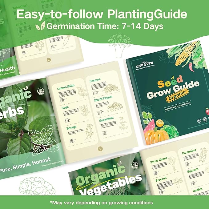 Lush&Dew Full Companion Plants Seed Bank, Gardening Gifts, 32 Varieties Non-GMO Heirloom Seeds for Planting Vegetables Herbs Flowers Fruits, Survival Seed Kit, Emergency Food Supplies