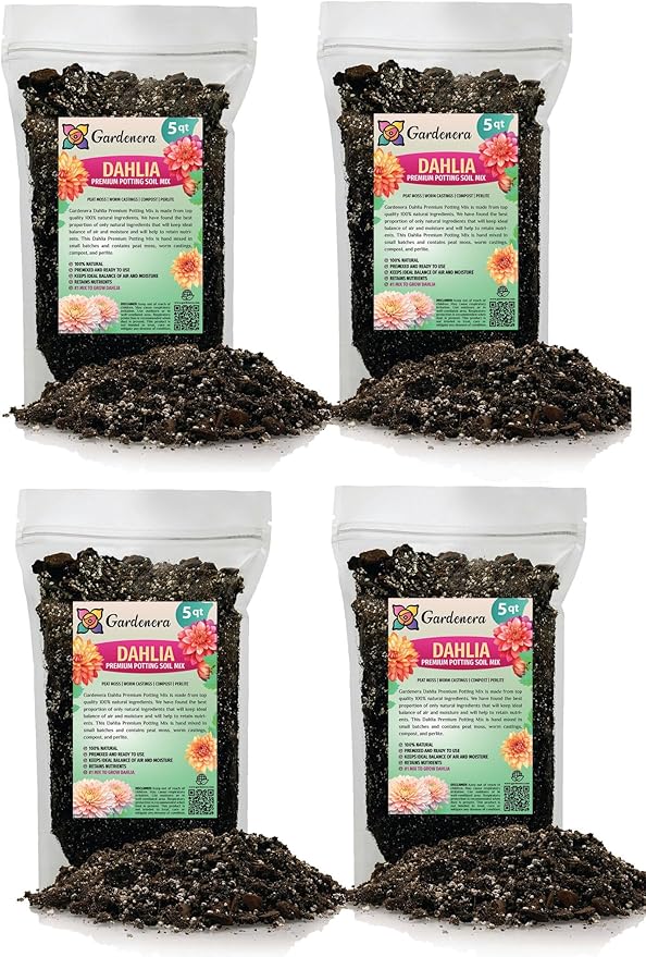 Gardenera Premium Dahlia Potting Soil Mix - Ideal for Growing Vibrant and Healthy Dahlias - 20 Quart