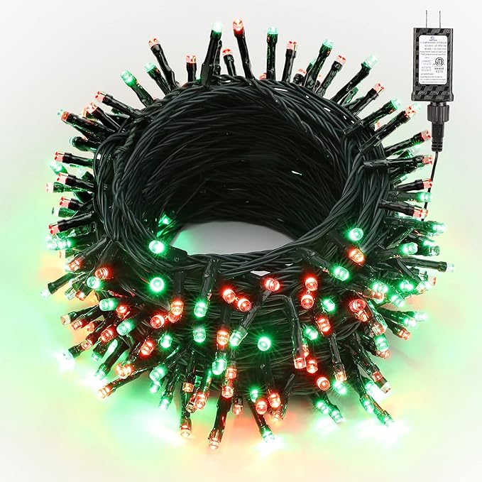 Brizled Red & Green Christmas Lights, 78.74ft 240 LED Outdoor Christmas Lights Connectable, 8 Modes Mini Xmas Light String Plug-in Mini Xmas Tree Light with Timer for Outside Garden Party Decor