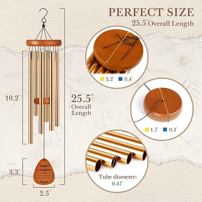 Gifts for Mom & Daughter, Mom & Daughters Wind Chimes, Mother‘s Day Best Gift Ideas, Birthday Gift for Mother and Daughters, Gifts for Mother's Day Birthday Valentines Christmas